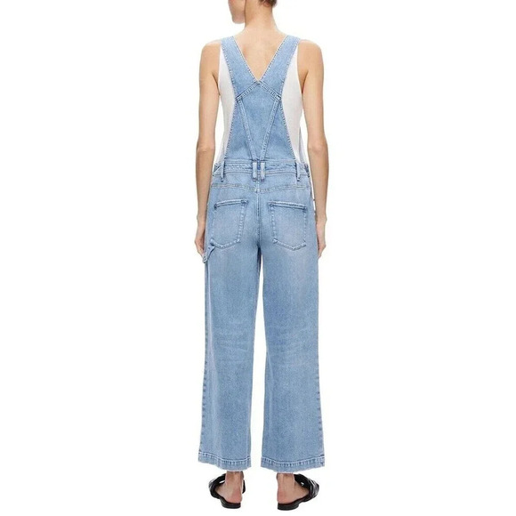 Alice + Olivia Wesson Straight Leg Dungaree Overall Jumpsuit Denim Size 30/L - Picture 2 of 15